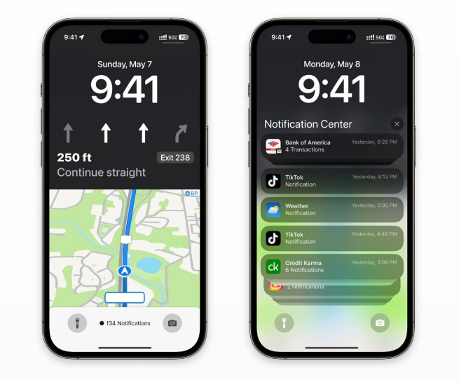 兴文苹果维修服务分享iOS17锁屏地图导航半屏显示长什么样 